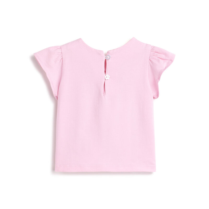 Girls Light Pink Embellished Short Sleeve T-Shirt image number 1